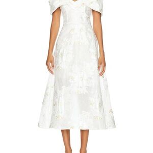 ELLIATT Octavia Midi Dress in Ivory & Gold